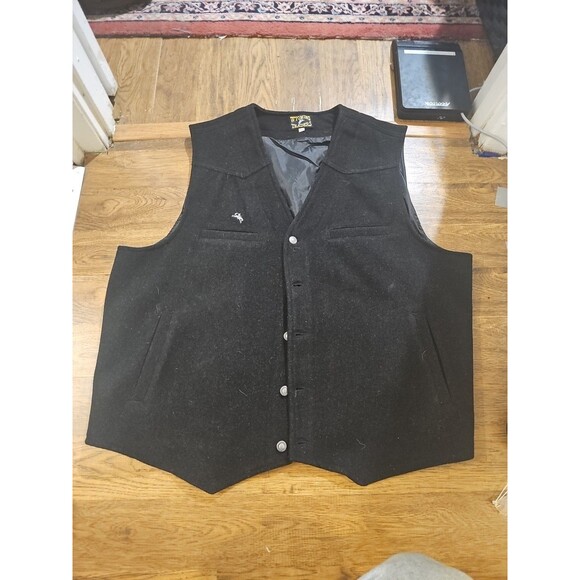 Wyoming Traders Mens 3XL Western Ranch 100% Virgin Wool Button Vest Black